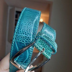 Genuine Ostrich turquoise italian belt GALTRUCCO